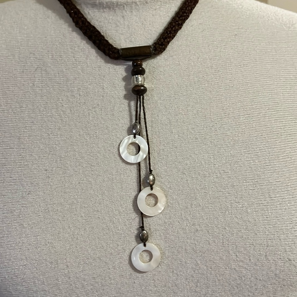 Shell triple circle drop Necklace with earrings